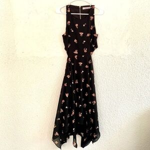 ALI & Jay fit flare black floral backless dress